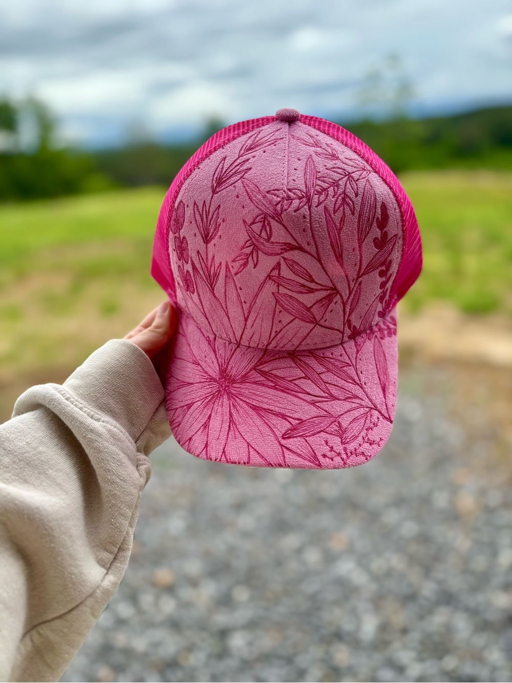 Pink Floral Trucker Hat